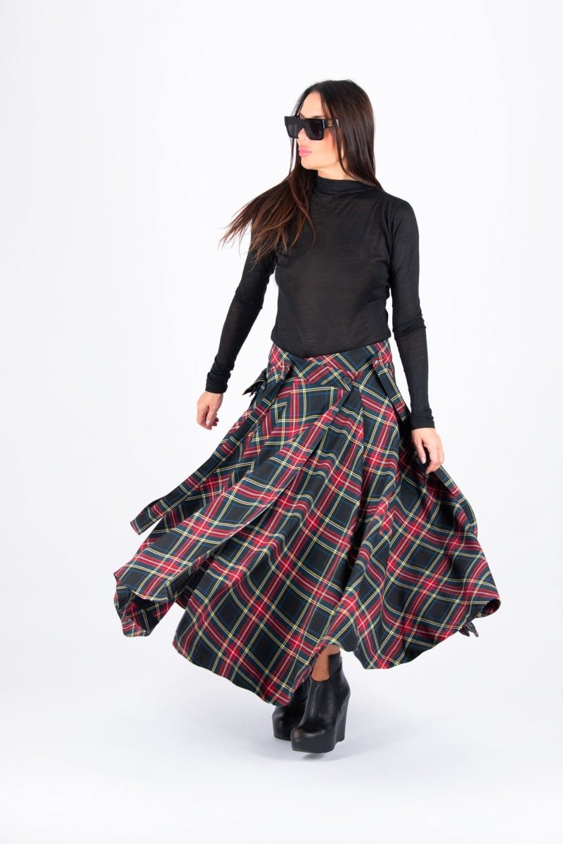 Long Plaid Skirt Zefira - EUG Fashion