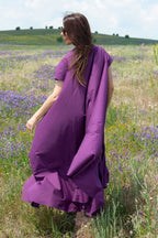 Long Purple Cotton Summer Dress DIVA - EUG Fashion