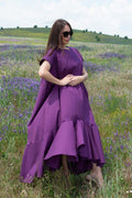 Long Purple Cotton Summer Dress DIVA - EUG Fashion