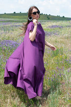 Long Purple Cotton Summer Dress DIVA - EUG Fashion
