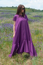 Long Purple Cotton Summer Dress DIVA - EUG Fashion