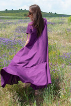 Long Purple Cotton Summer Dress DIVA - EUG Fashion