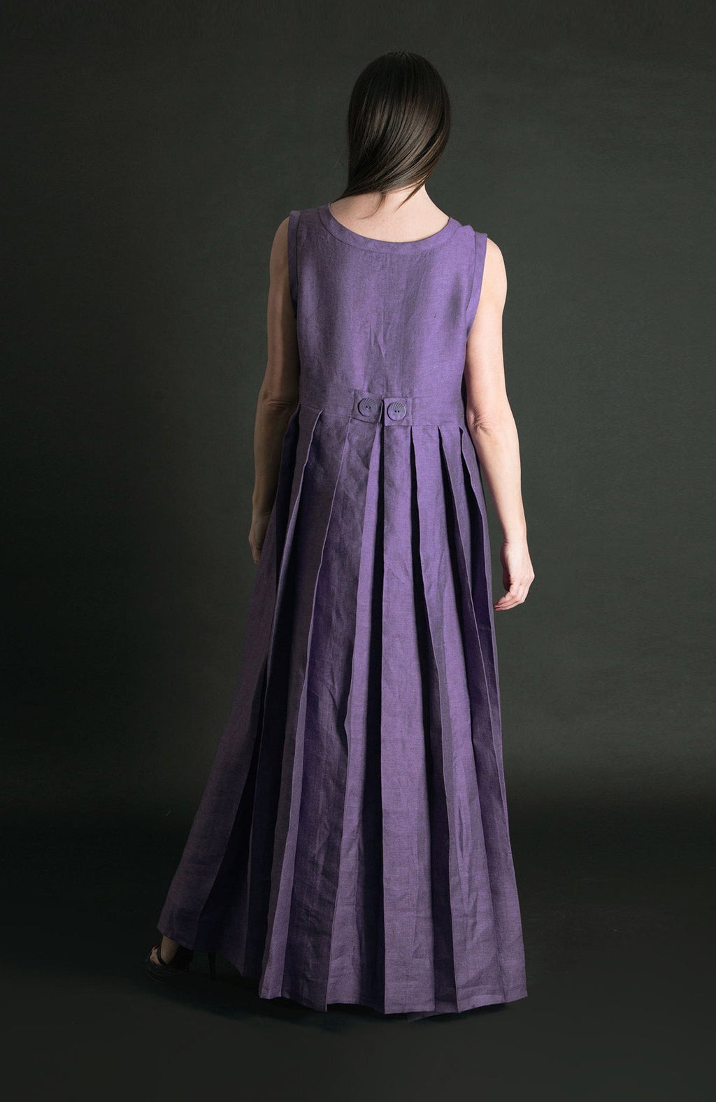 Long Sleeveless Linen  Dress - Amber