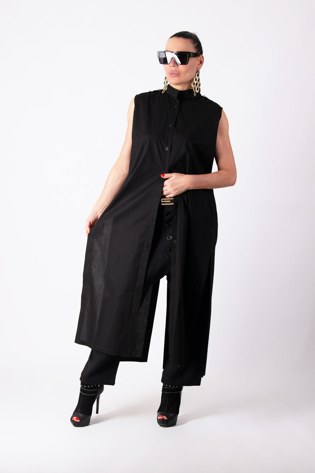 Long cotton shirt  - EUG fashion #black