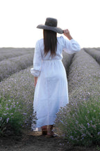 linen woman wrap dress Eug fashion- #white