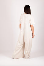 wide linen jumpsuit #natural