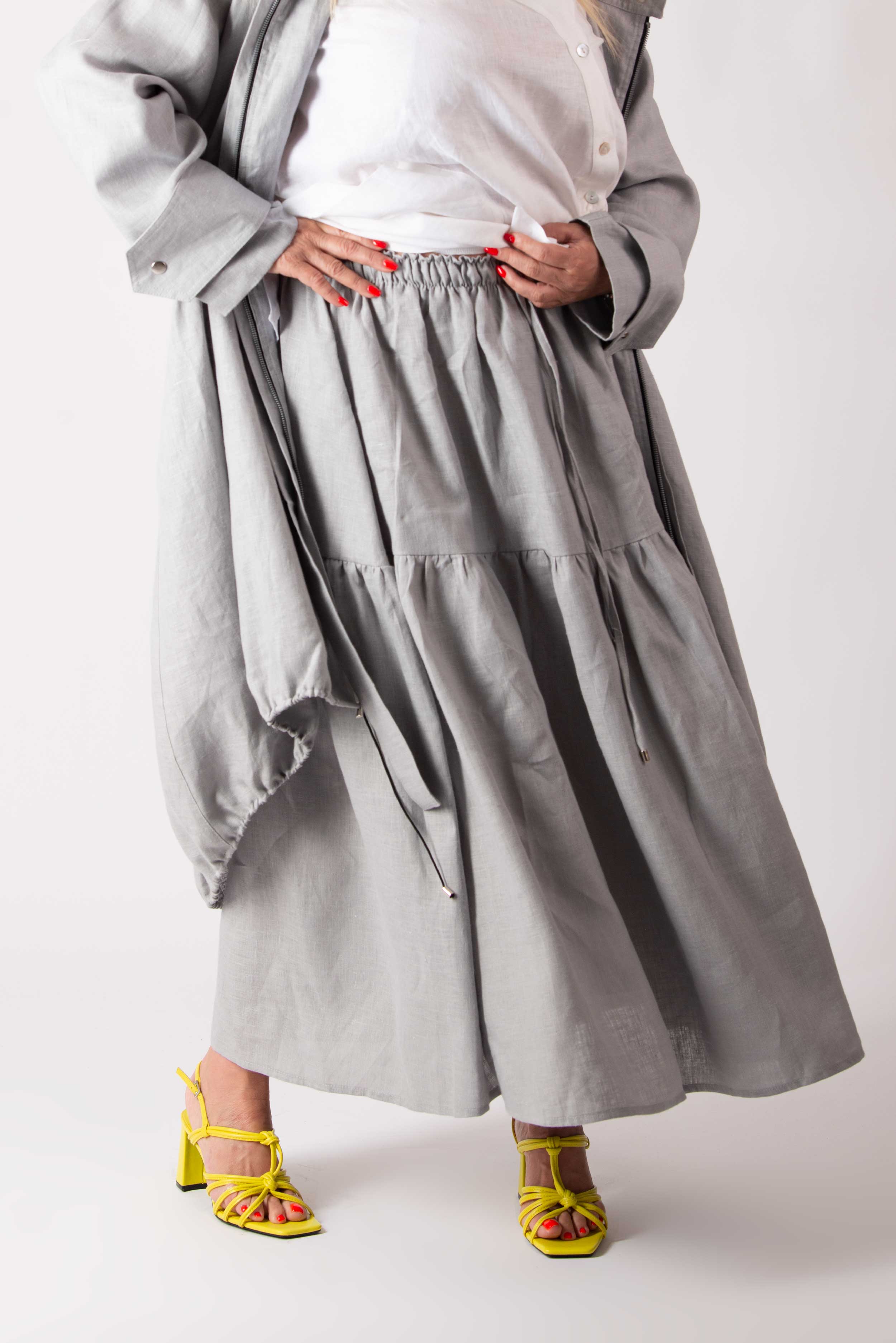 Linen Flounces Skirt - EUGF