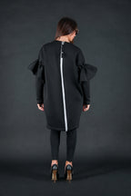 Black neoprene knee-length dress Ester - EUG Fashion #black