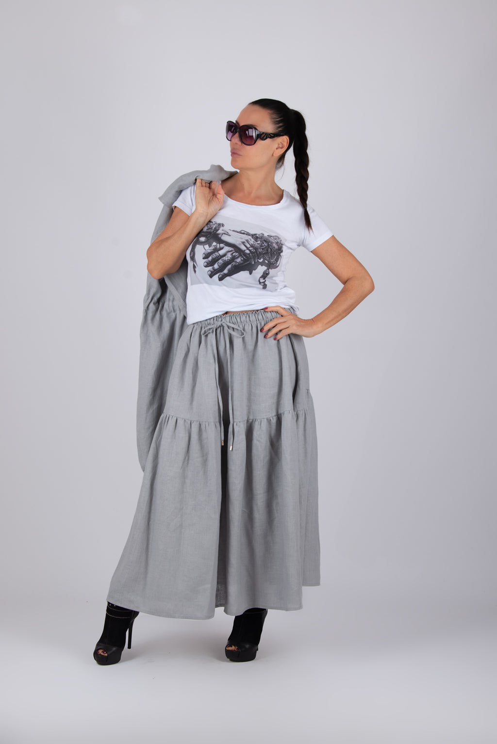 Linen Flounces Skirt - EUGF