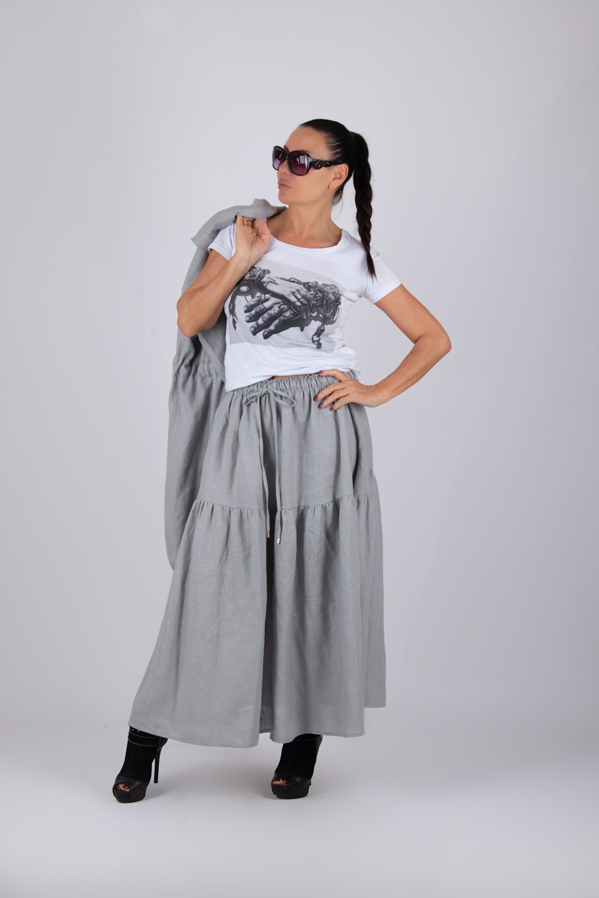 Linen Flounces Skirt - EUGF