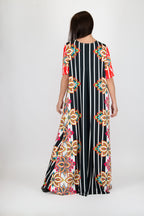 a line jersey stripe floral dress
