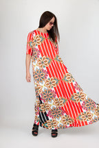 a line jersey stripe floral dress
