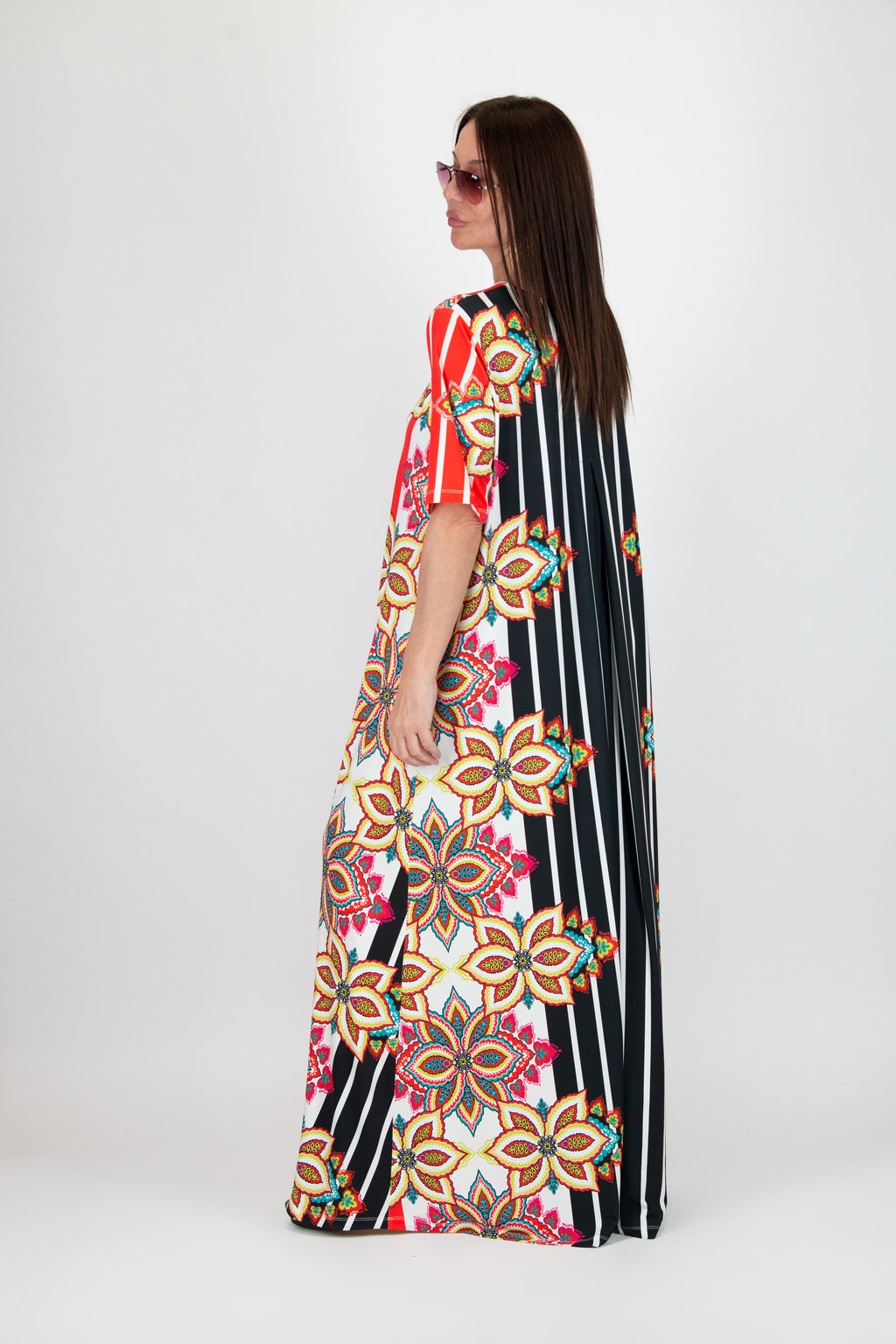 a line jersey stripe floral dress