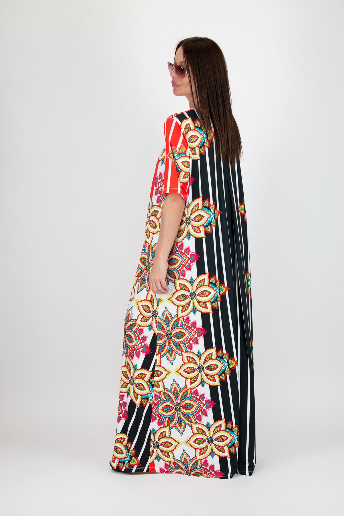 a line jersey stripe floral dress