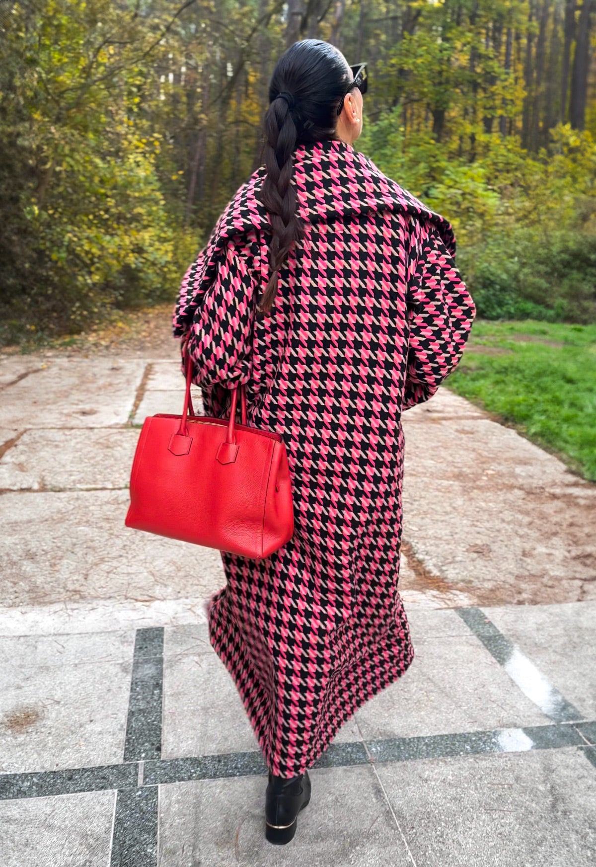 Pink Houndstooth Coat OFELIA EugFashion 