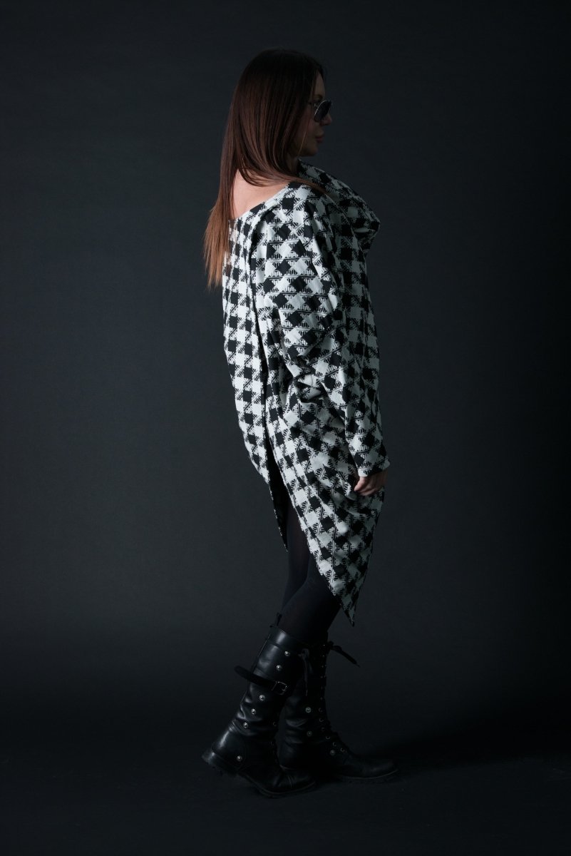 Loose Houndstooth Cotton Tunic FABIANA - EUG Fashion