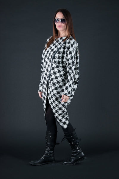 Loose Houndstooth Cotton Tunic FABIANA - EUG FASHION EugFashion 