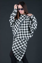 Loose Houndstooth Cotton Tunic FABIANA - EUG Fashion