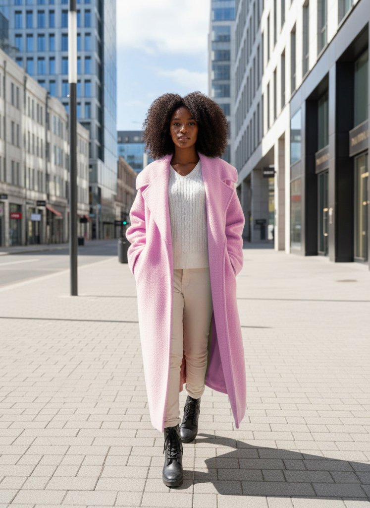 Loose Winter Pink Coat SIRI - EUG Fashion EugFashion 