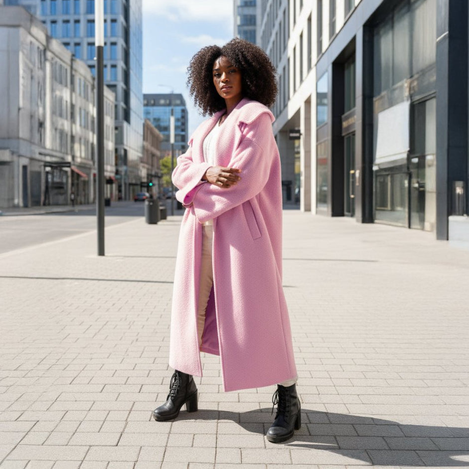 Loose Winter Pink Coat SIRI - EUG Fashion
