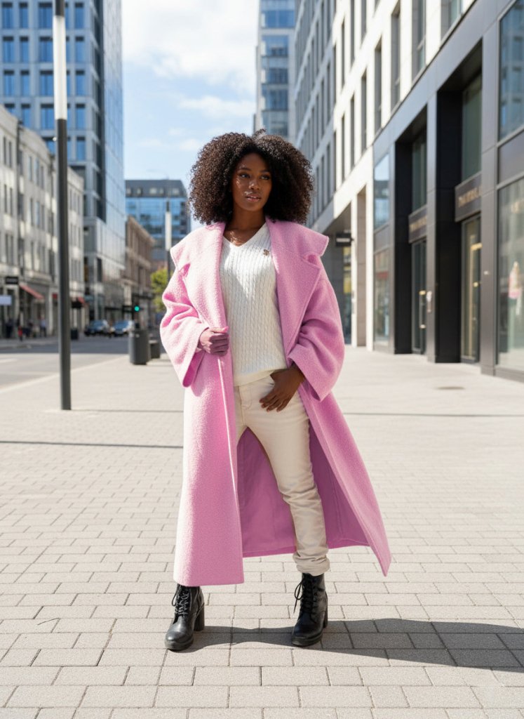 Loose Winter Pink Coat SIRI - EUG Fashion EugFashion 