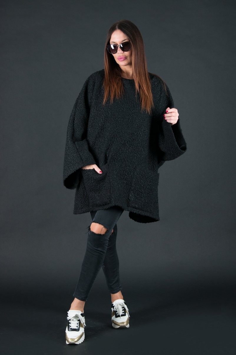 Loose Winter Poncho MAGDALENA - EUG Fashion