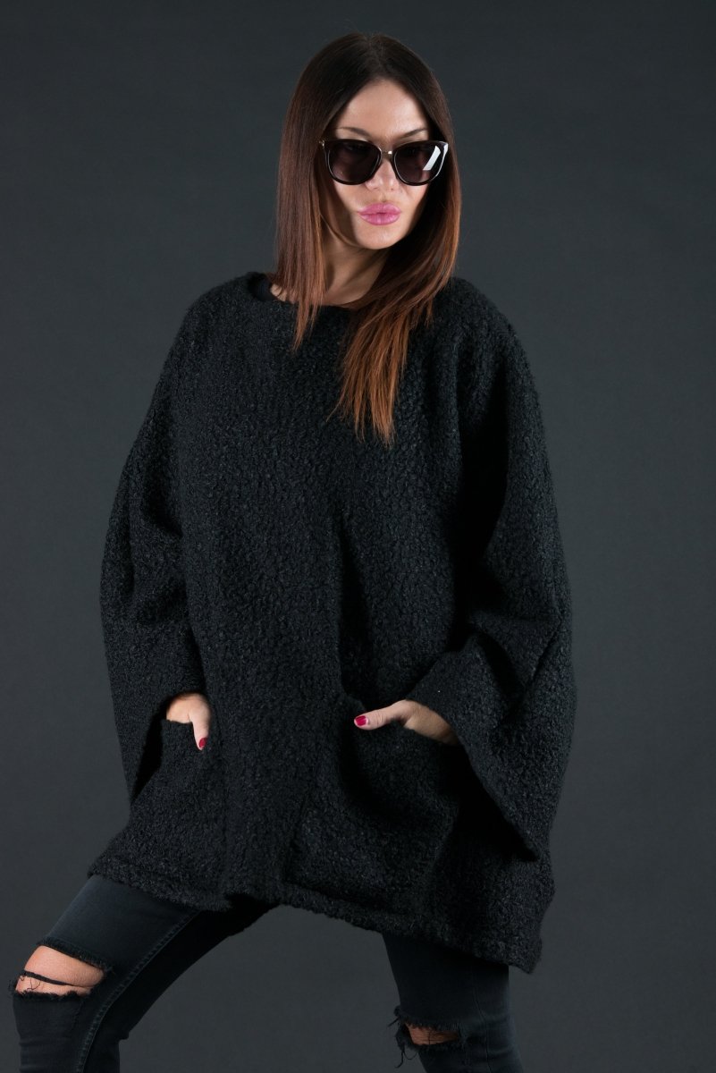 Loose Winter Poncho MAGDALENA - EUG Fashion