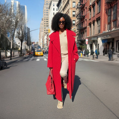 Loose Winter Red Coat SIRI - EUG Fashion EugFashion 