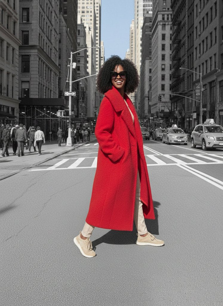 Loose Winter Red Coat SIRI - EUG Fashion EugFashion 