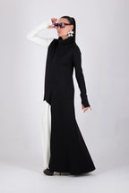 Black and white A-line punto milano dress Vivian - EUG Fashion 
