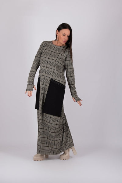 Maxi Plaid Dress LARA - EUG FASHION EugFashion 