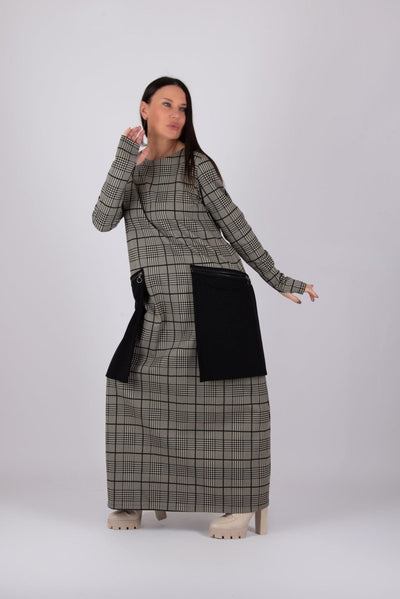 Maxi Plaid Dress LARA - EUG FASHION EugFashion 