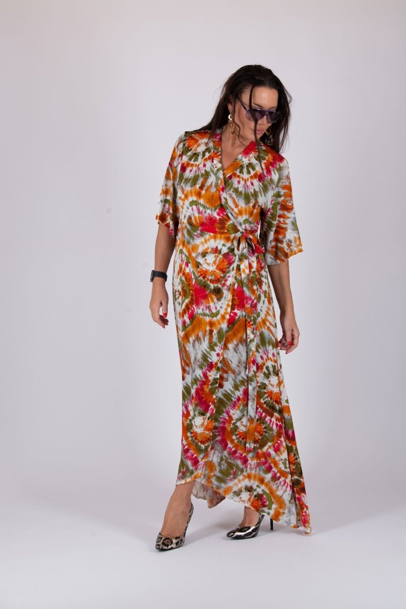 Multicolour Tie dye Wrap Dress ASTRID - EUG Fashion