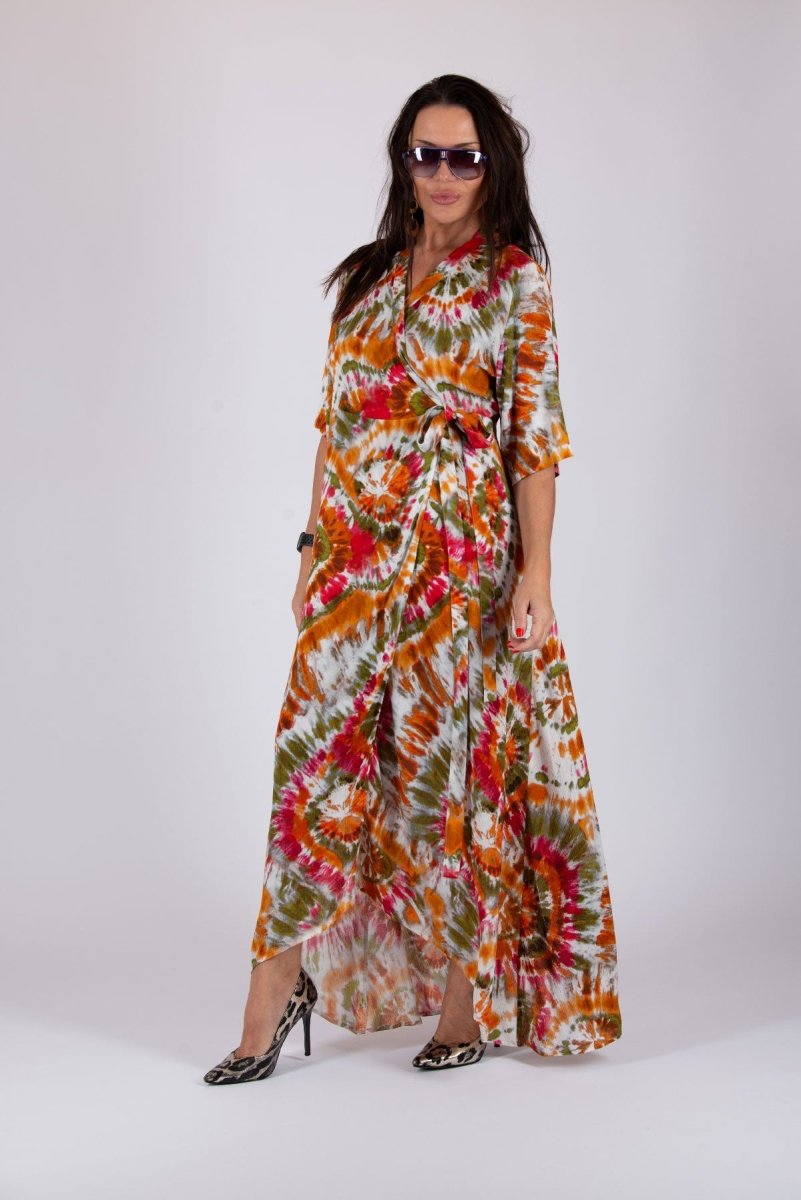 Multicolour Tie dye Wrap Dress ASTRID - EUG Fashion EugFashion 