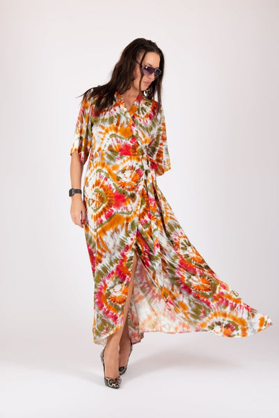 Multicolour Tie dye Wrap Dress ASTRID - EUG Fashion EugFashion 