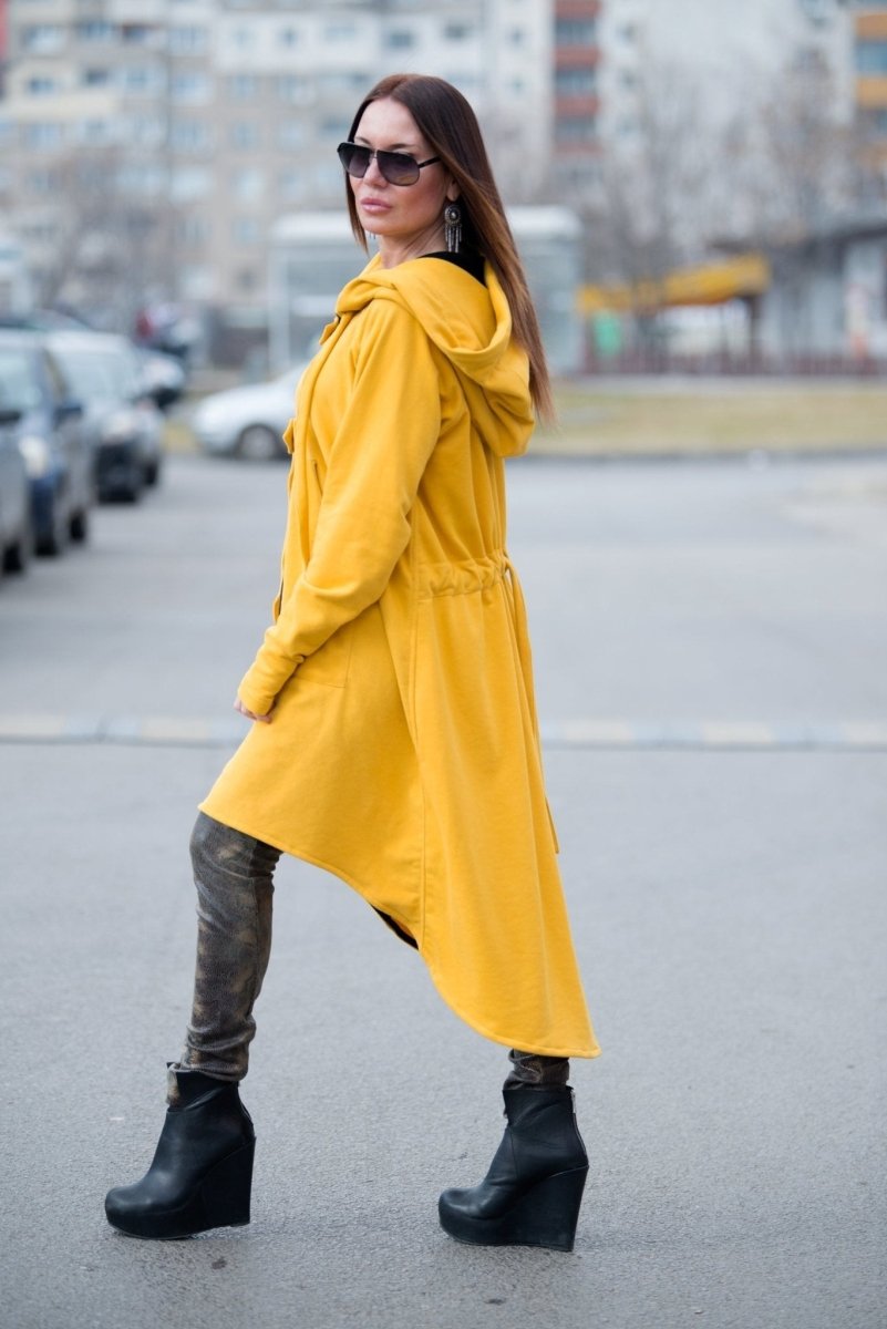 Mustard Hooded Zipper Sport Jacket BRANDY - EUG Fashion