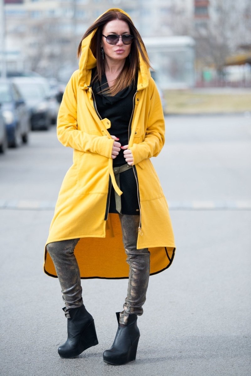 Mustard Hooded Zipper Sport Jacket BRANDY - EUG Fashion