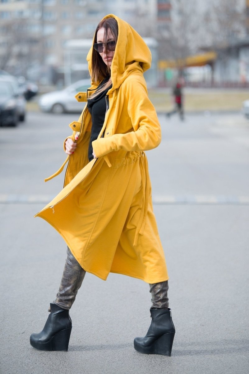 Mustard Hooded Zipper Sport Jacket BRANDY - EUG Fashion