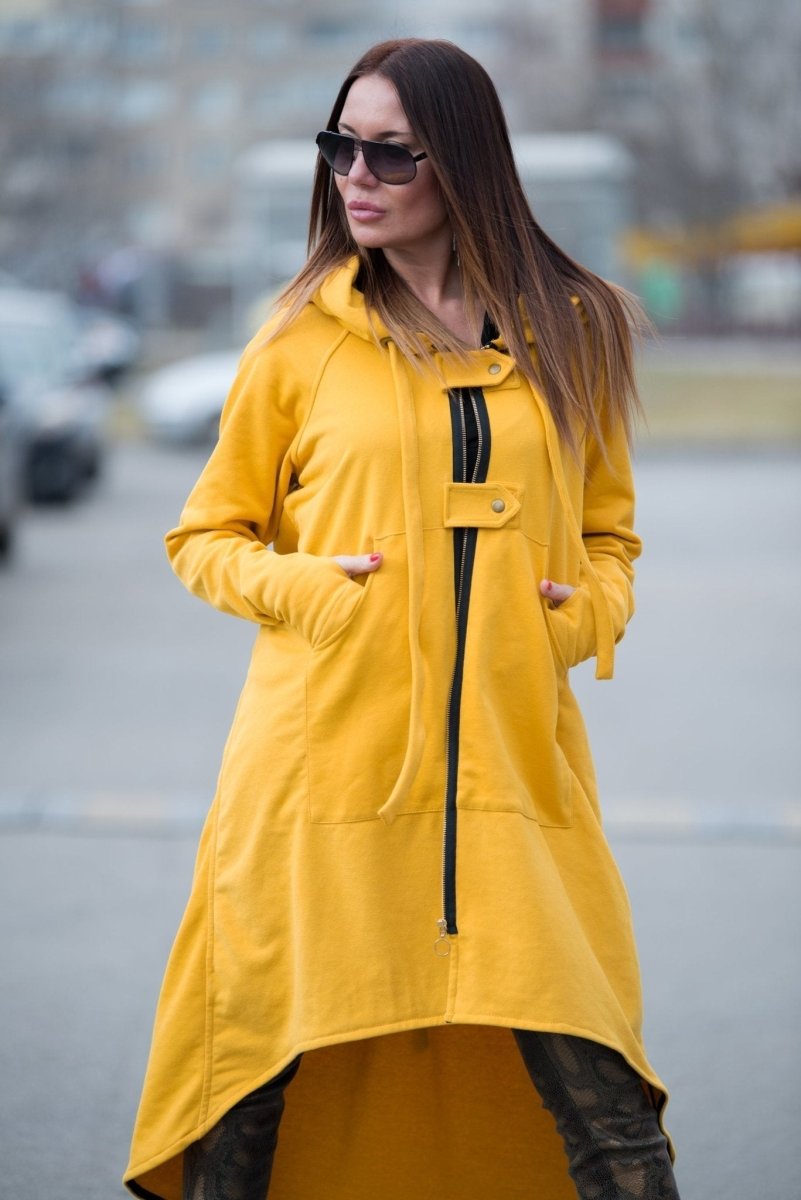 Mustard Hooded Zipper Sport Jacket BRANDY - EUG Fashion