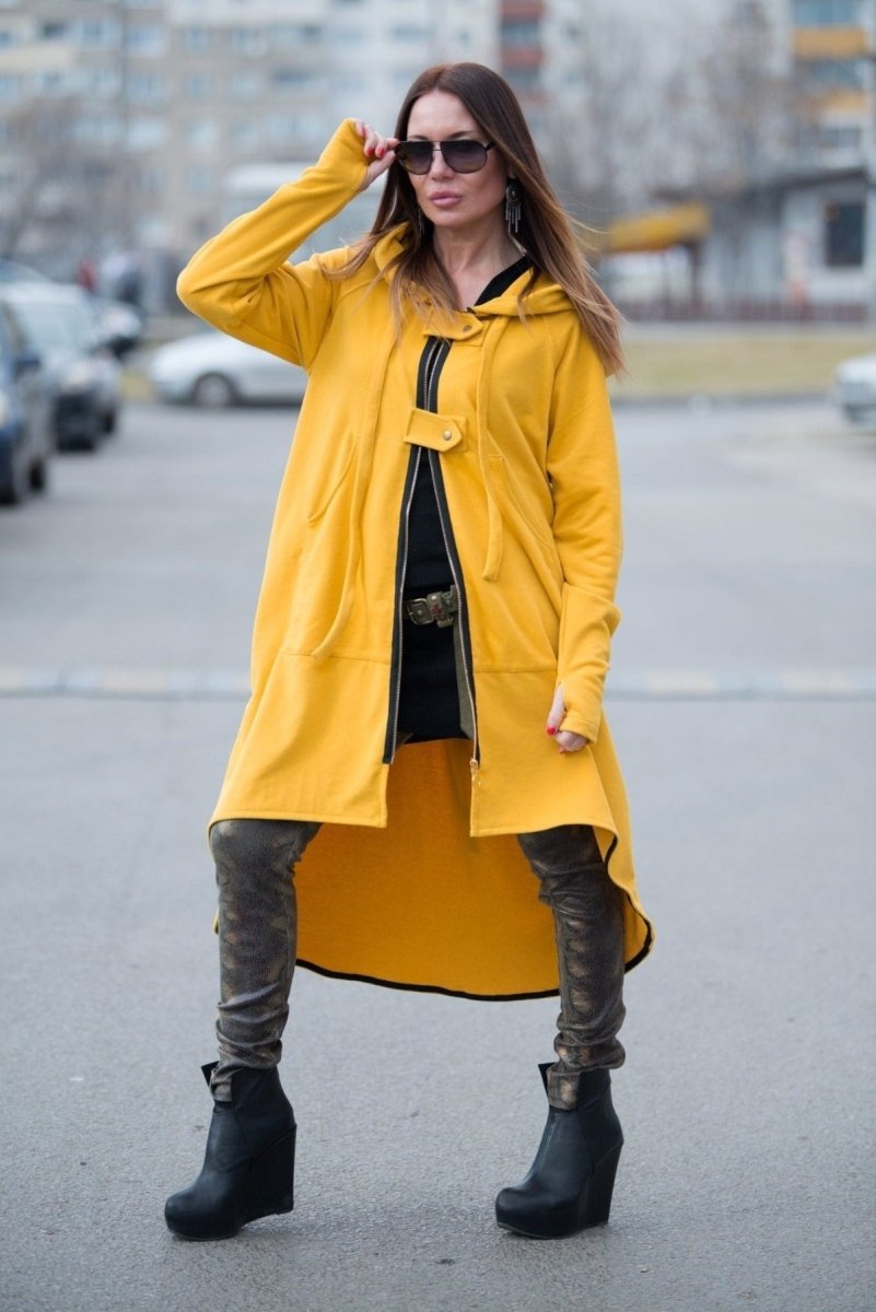 Mustard Hooded Zipper Sport Jacket BRANDY - EUG Fashion