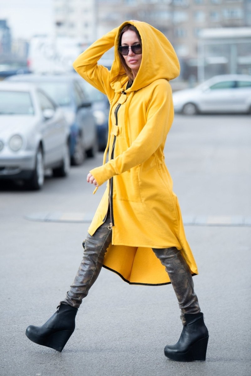 Mustard Hooded Zipper Sport Jacket BRANDY - EUG Fashion