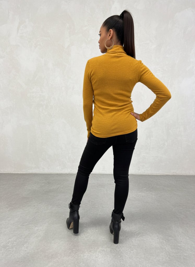 Mustard turtleneck print top MARGARITA - EUG Fashion EugFashion 