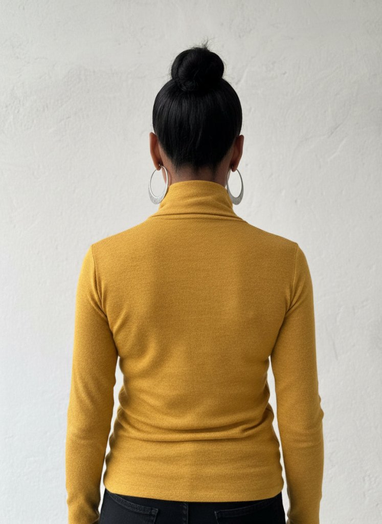 Mustard turtleneck print top MARGARITA - EUG Fashion EugFashion 