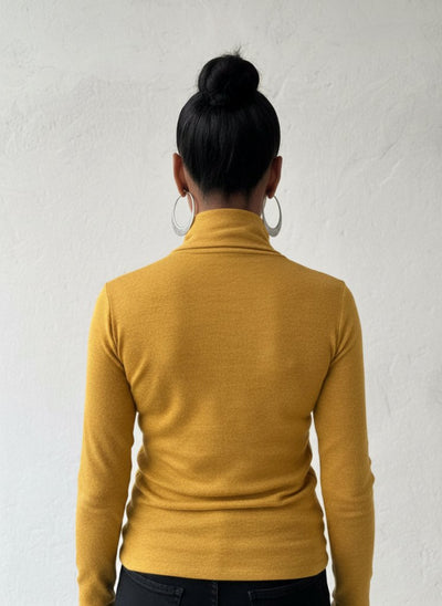 Mustard turtleneck print top MARGARITA - EUG Fashion EugFashion 