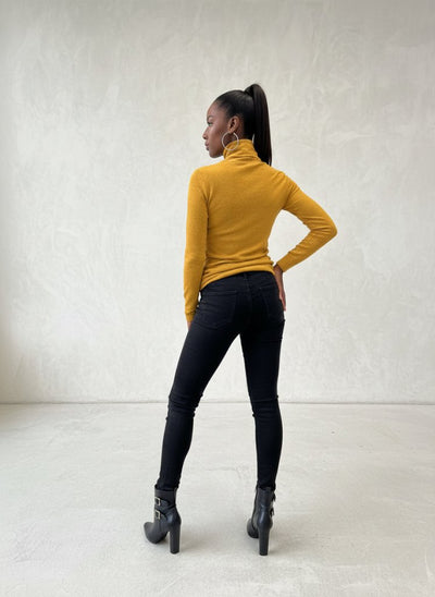 Mustard turtleneck print top MARGARITA - EUG Fashion EugFashion 
