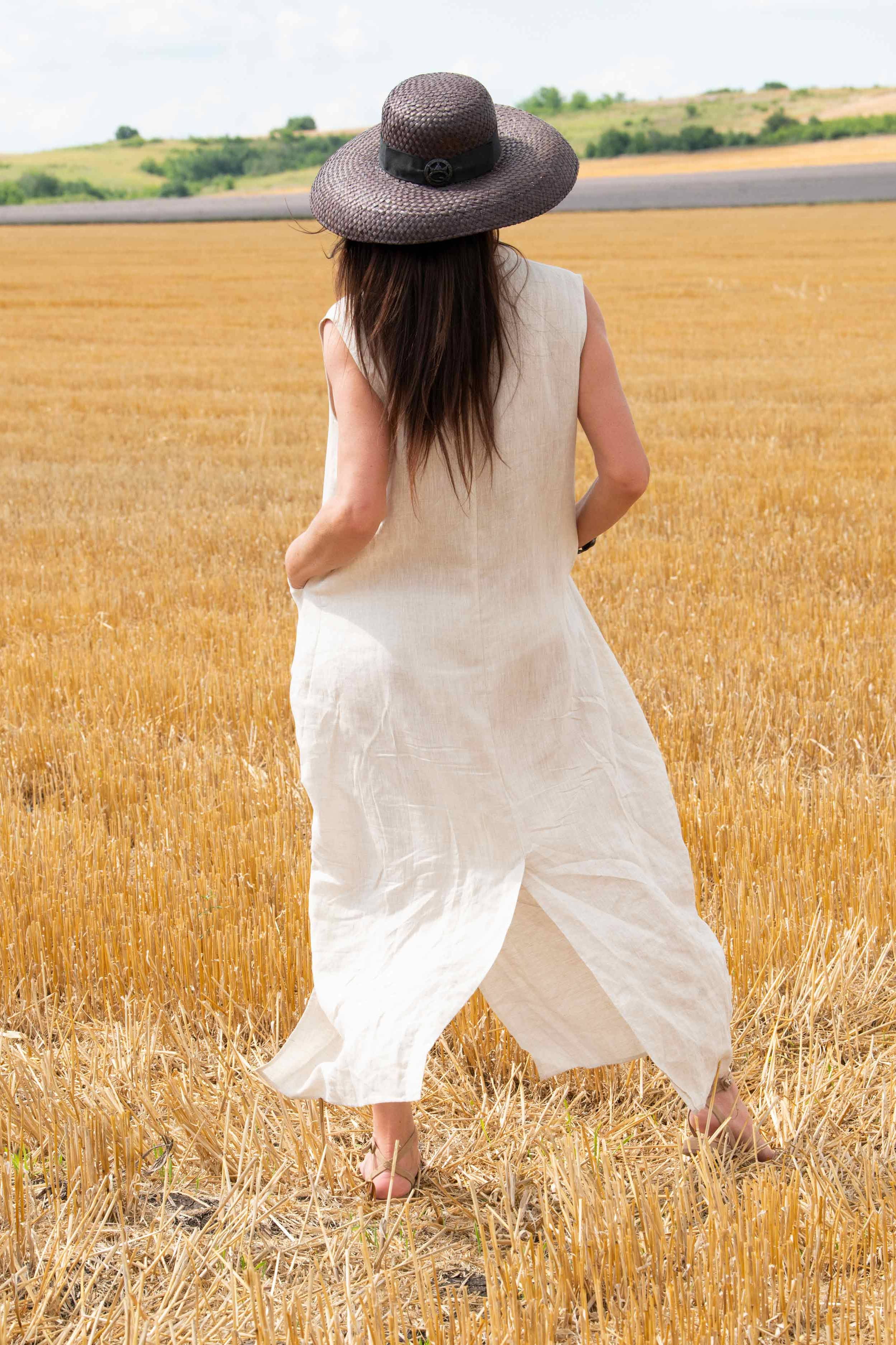 sleeveless linen dress - EUG fashon #natural