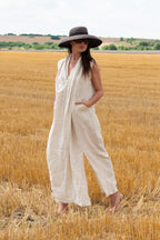 Woman in a natural linen dress - EUG fashion