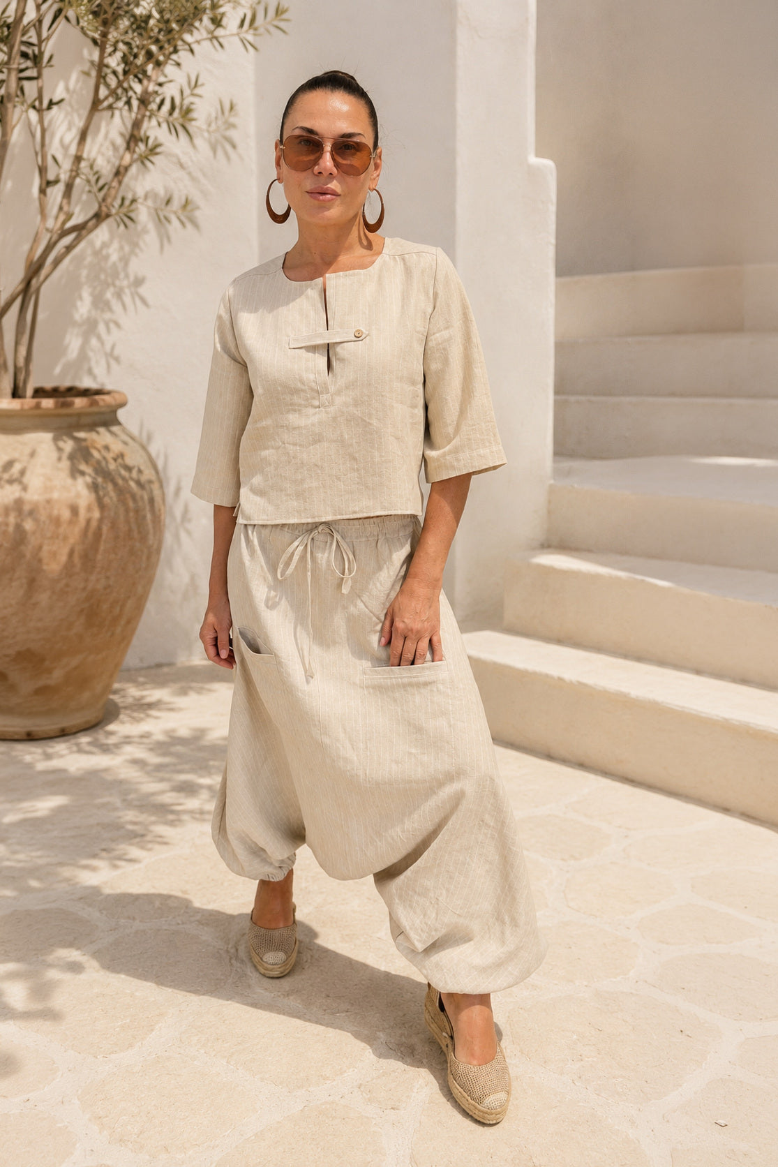 linen short tiop