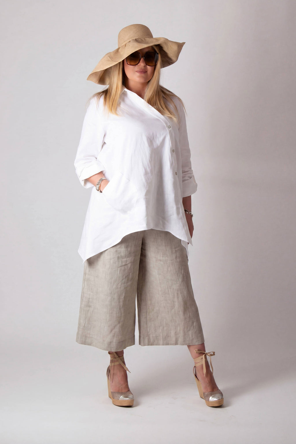 Natural linen capri pants Capri — EUG Fashion #natural