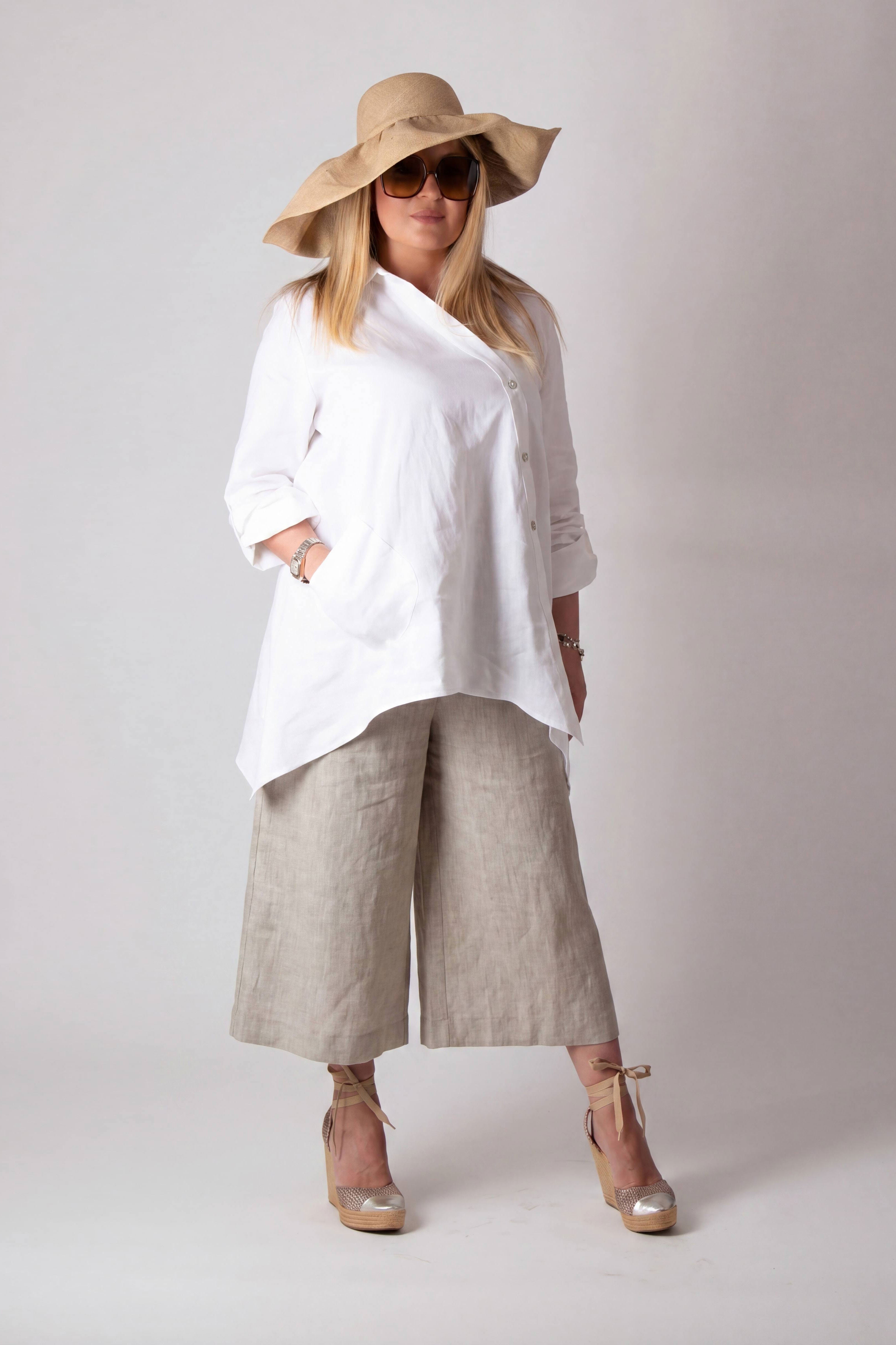 Natural linen capri pants Capri — EUG Fashion #natural